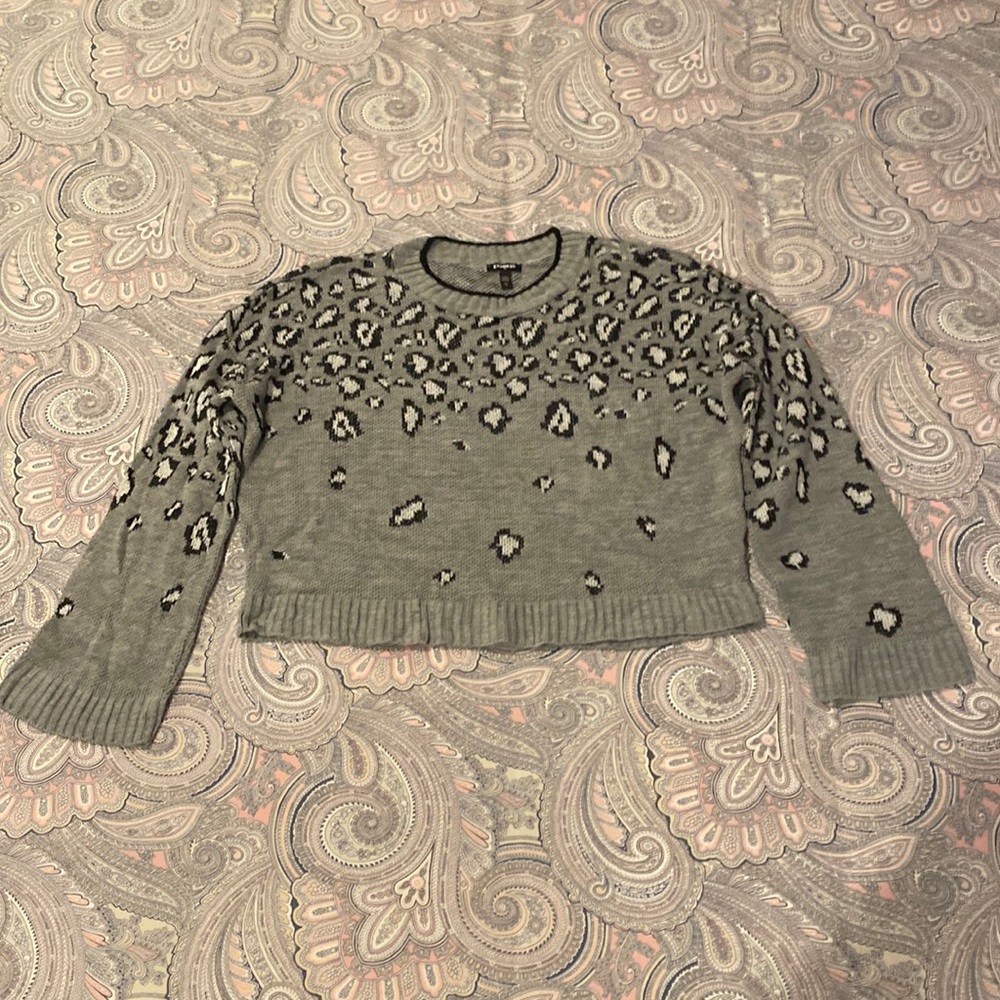 Express leopard-print bell-sleeve sweater